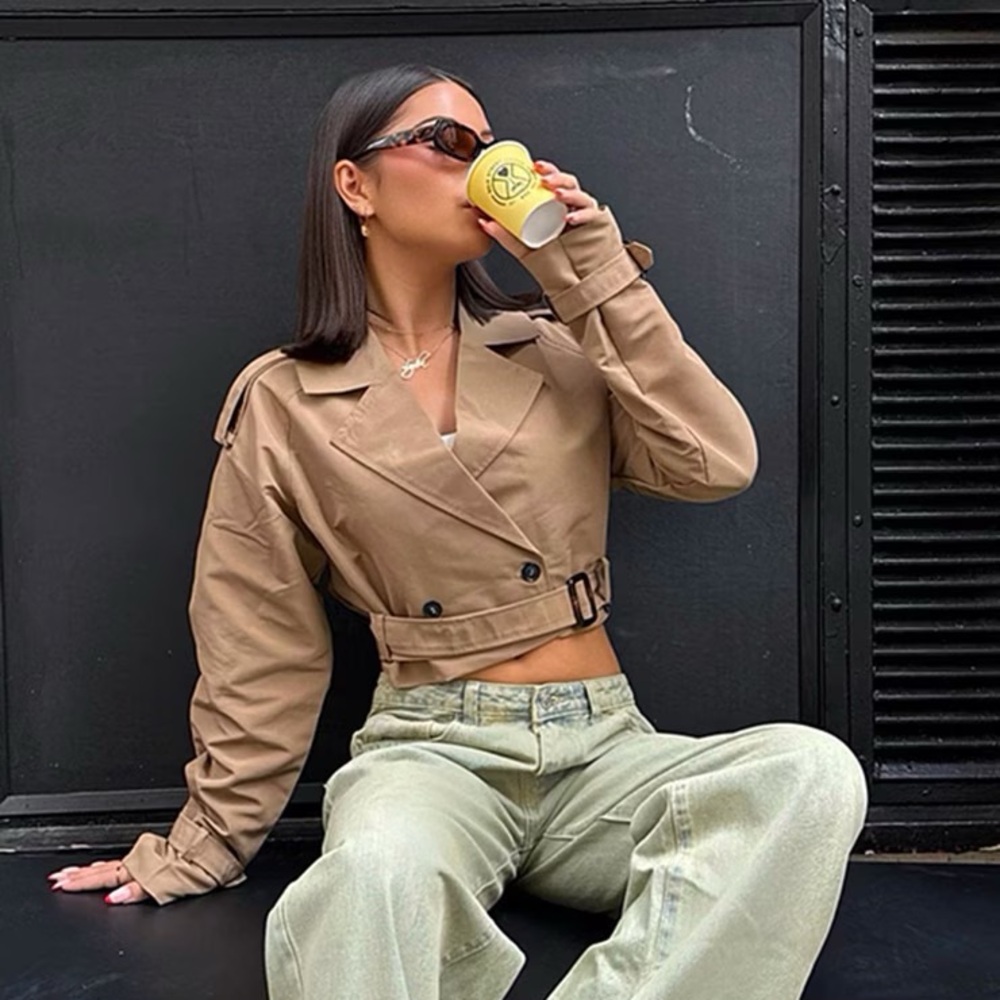 PrettyLittleThing Camel Cropped Jacket